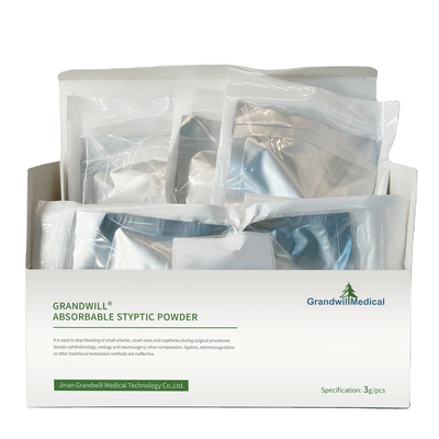 Poudre hémostatique absorbable pour chirurgie saignement des plaies texture topique stérile